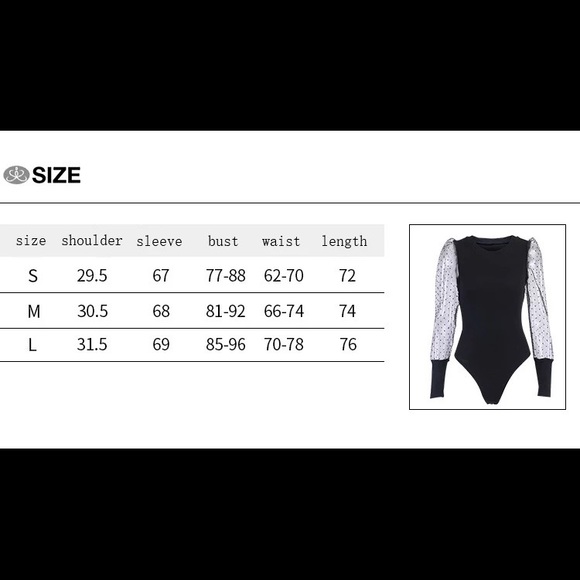 Mesh Polka Dot Sleeve Bodysuit - Picture 4 of 4